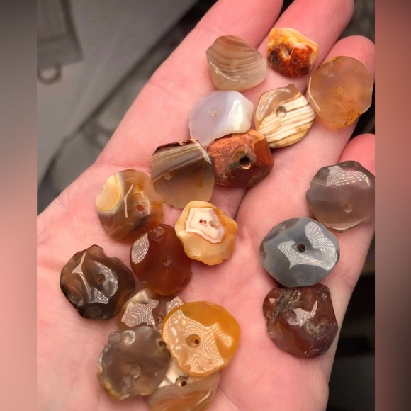 Large Vintage Rough Cut Polished Agate Gemstone Beads DIY Jewelry Making Bundle - Picture 4 of 14